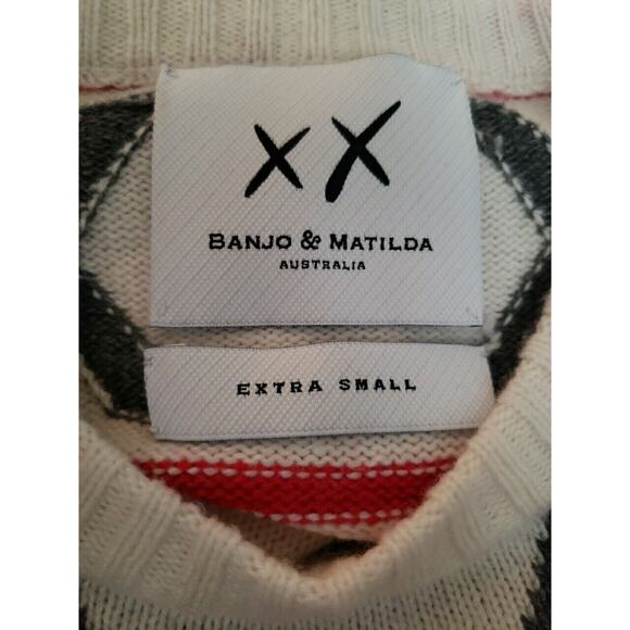 BANJO & MATILDA Australia Sweater Lambswool Cashmere Aztec Tribal Sz XS (b - Picture 6 of 8